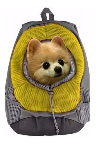 Mochila Bolso Transportadora Mascota Paseo Viaje Amarilla