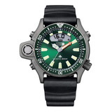 Reloj Citizen Aqualand Jp2007-17x Limited Series, Verde, Color De Correa: Negro
