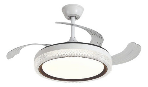 Ventilador De Teto Retrátil Lustre Led Bivolt Branco Moderno