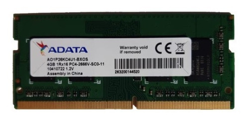 Memoria ( 4gb Ddr4 2666mhz ) Adata Notebook Pull New Cuota