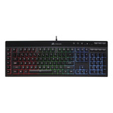 Teclado Gamer Corsair Rgb Pro K55 Qwerty Español España Color Negro Con Luz Rgb