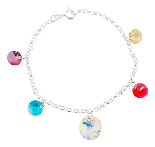 Pulsera Plata Con Cristales De Swarovksi® Multicolor