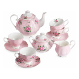 Juego De Té Floral, Tazas  (8 Onzas), Tetera (38 Onza Jdt