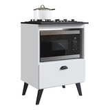 Balcão Forno Microondas Cooktop Com Porta Basculante Branco