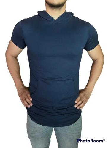 Playera Manga Corta Para Gym Con Gorro Y Cangurera Fit