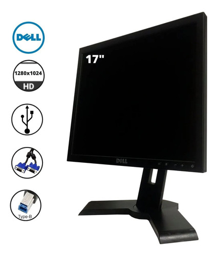 Monitor Dell 17 Polegadas Horizontal/vertical C/ Cabos + Nf