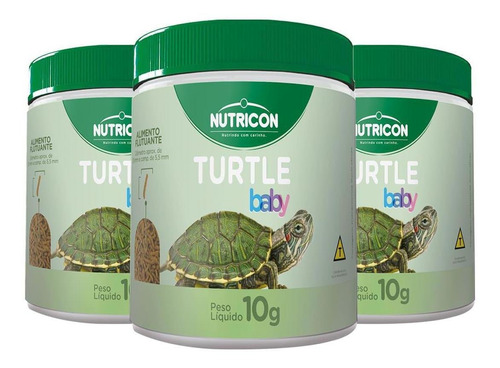 Kit 3 Ração Nutricon Turtle Baby 10g - Tartarugas Filhotes