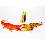 Juguete 2 Figuras De Cocodrilos Reptiles Largo 28cm