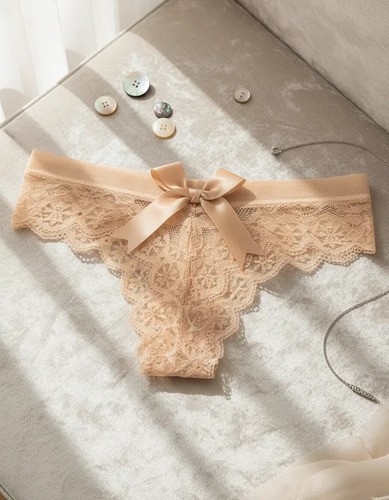 Tanga Sexy De Encaje Con Moño, Calzón, Ropa Interior