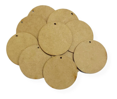 Kit Com 50 Bolachas 10x10 Com 1 Furo Mdf Cru Circulo 