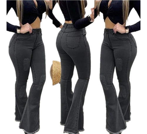 Pantalones Vaqueros Acampanados Dama Elásticos De Moda