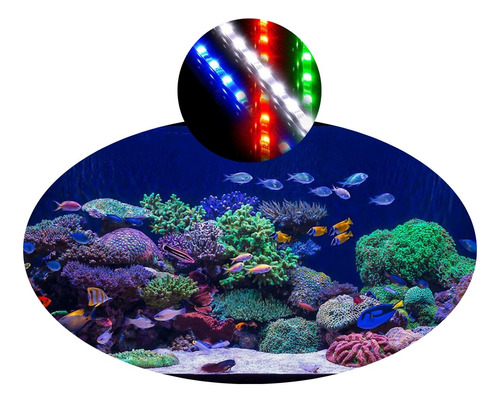 Kit Lâmpada 42cm Barra Tubo Led Iluminação Aquário Peixes