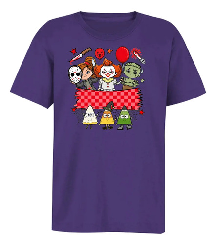 Playera Infantil Halloween Dibujos Animados Terror Chibi 20
