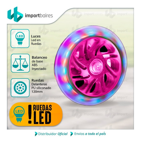 Monopatín Infantil 4 Ruedas Abec 7 Silicona Luces Led