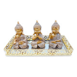 Kit Decoração Oriental Baby Buda Tailandês Com Bandeja 10 Cm