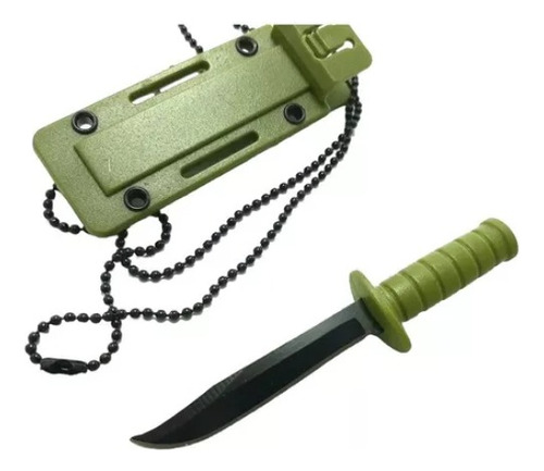 Mini Cuchillo Tactico Defensa Funda Rigida Cadena Collar