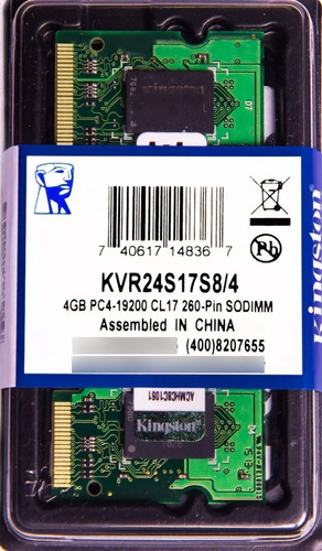 Memória Kingston Ddr4 4gb 2400 Mhz Notebook 1.2v C/01 Unid