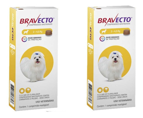 02 Bravecto Cães De 2 A 4,5kg antipulgas - Imediato