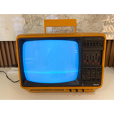 Tv Televisão Antiga Philips Portátil - Laranja