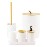 Kit De Banheiro Lavabo Com 6 Peças Bambu Moderno Elegante