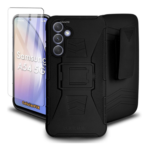 Funda Protector P/ Samsung A54 5g, Uso Rudo Clip C/ Mica