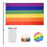 2pz Bandera Lgbt 150x90cm + Gis Arcoíris Pride Marcha Gay