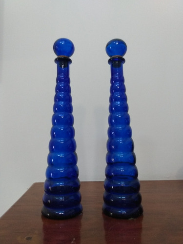 Botella Azul Adorno 45 Cm Alto 10 Cm Base