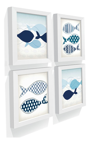 Kit Quadro Decorativo Sala Cozinha Banheiro Lavabo Peixes