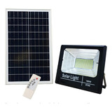 Foco Led Proyector Con Panel Solar 100w Control Remoto
