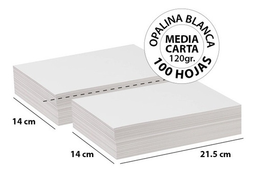 Opalina Blanca Media Carta 120 Gr - 100 Hojas