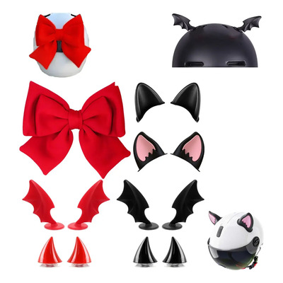 Cuernos/orejas Gato Para Cascos Motos Y Moño Para Casco 13pz