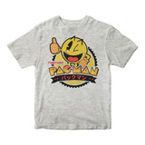 Remera De Niño Pacman Juego Gris