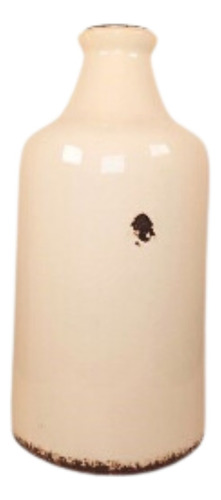 Botellon Jarron Crema Deco De Ceramica 32 X 15 Cm