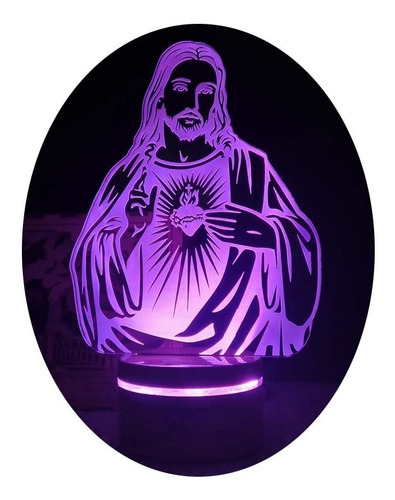 Lámpara Led Acrílico 3d Jesús.