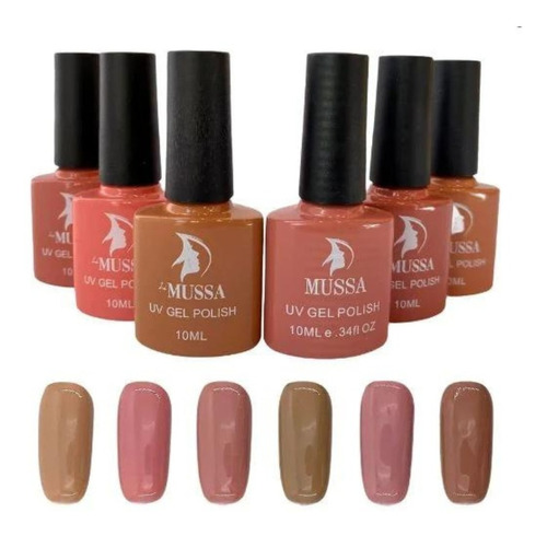 Esmalte Gel Marca Mussa Gama 6 Pzas Para Uñas Manicure