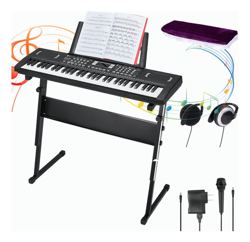 Teclado Musical Piano De 61 Teclas Electronico Con Base