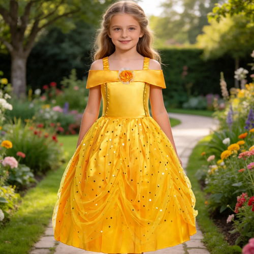 Vestido Belle Princess Para Niña La Bella Y La Bestia Para N