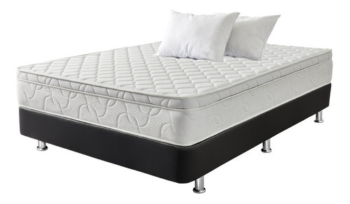 Combo Active Plus 160x190+base Cama+ 2 Almohadas Biosoft Color Blanco