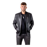 Campera De Cuero Vacuno 100% De Hombre Cuello Bomber Morley