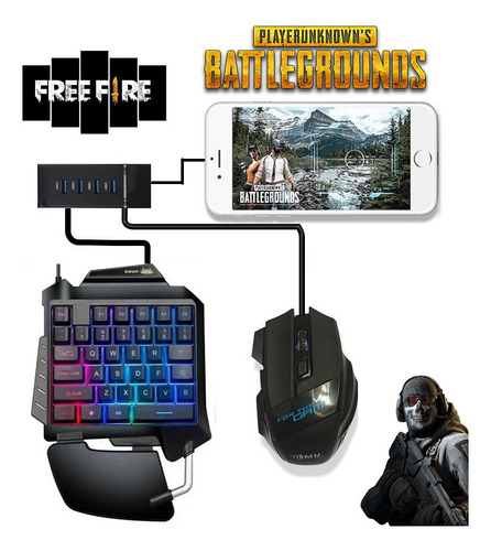 Mouse Gamer E Teclado Kit Completo P/ Celular Emulador Otg 