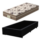 Cama Box Solteiro + Colchão Mola Ensacada Probel Style Cor Preto