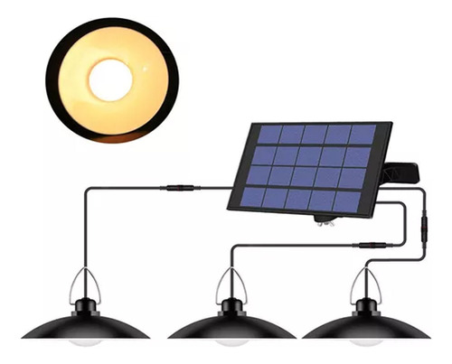 Lámpara Exterior Colgante Solar De Tres Cabezas, Luz Cálida