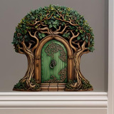 Puerta De Hada En Árbol - Adhesivo 3d De Pared