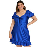 Vestido Campesino Roman Fashion / Tallas Extras, 4270 (azul 