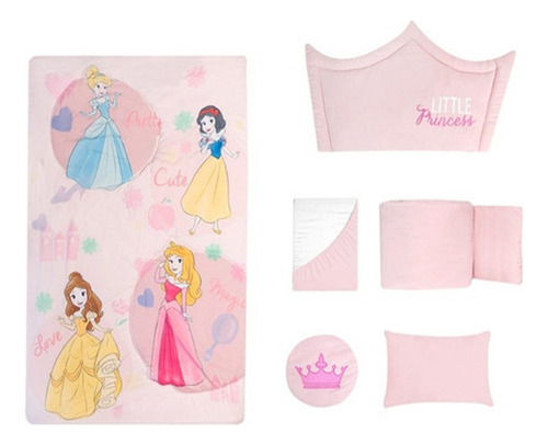 Set De Edredón Para Bebé 6 Piezas Talla Cama Cuna Corra Disney Princess