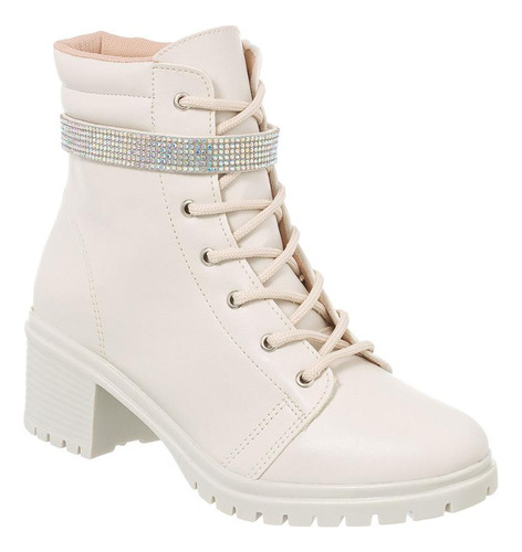 Coturno Bota Tratorada Feminina Strass Brilho Cano Curto