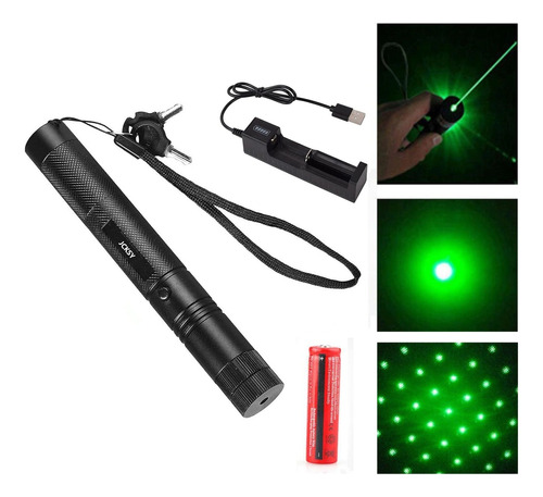 Apuntador Laser Verde 3000 Mw Recargable Uso Rudo + Cargador