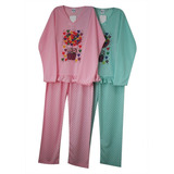  Pijama Infantil Feminino Longo Inverno Kit Com 2