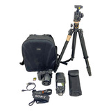 Kit Camera Profissional Sony Alpha A6400 64gb Tripé Flash