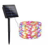 Alambre De Luz Led Recargable Con Panel Solar 100 Multicolor